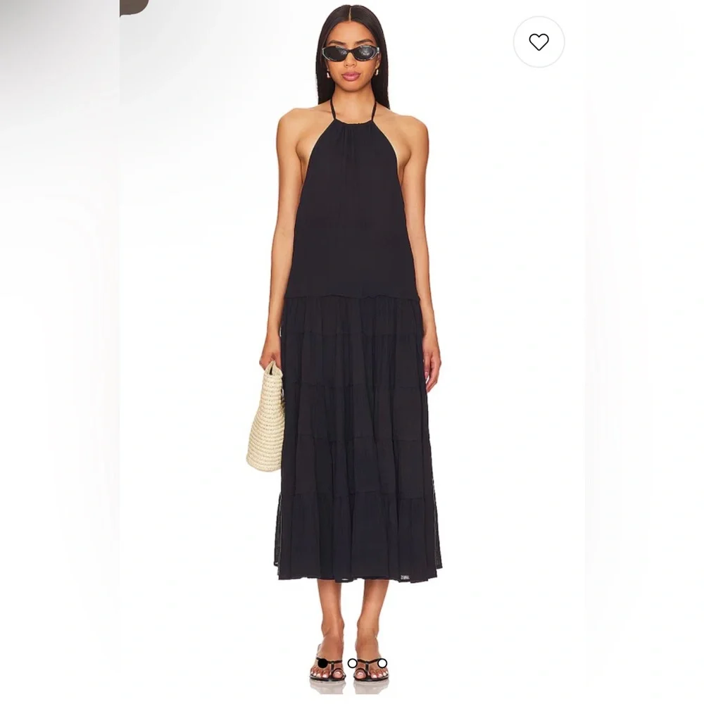 Free People Somewhere Sunny Black Halter Madi Dress Large NEW $118! - Picture 4 of 6